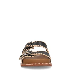 Zwarte Leren Slippers Met Gespen^Sacha Outlet