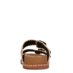 Zwarte Leren Slippers Met Gespen^Sacha Outlet