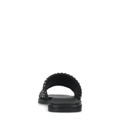 Zwarte Leren Slippers Met Strass Band^Sacha Best Sale