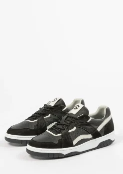 Zwarte Leren Sneakers Met Grijze Details^Sacha Outlet
