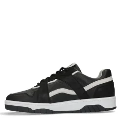 Zwarte Leren Sneakers Met Grijze Details^Sacha Outlet