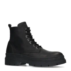 Zwarte Leren Veterboots^Sacha Shop