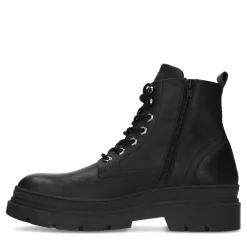 Zwarte Leren Veterboots^Sacha Shop