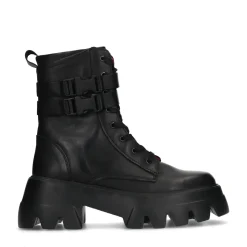 Zwarte Leren Veterboots^Sacha Hot