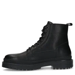 Zwarte Leren Veterboots^Sacha Outlet