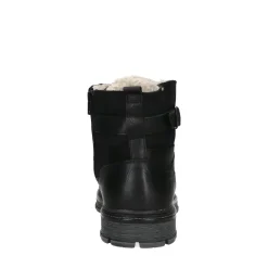 Zwarte Leren Veterboots Met Imitatiebont^Sacha Outlet