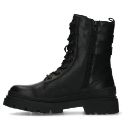 Zwarte Leren Veterlaarsjes Met Gespen^Sacha Sale