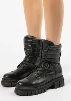 Zwarte Leren Veterlaarsjes Met Details^Sacha Best