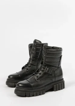 Zwarte Leren Veterlaarsjes Met Details^Sacha Best