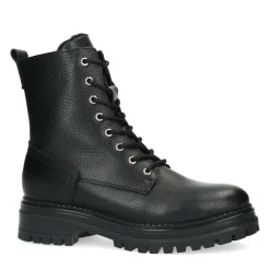 Zwarte Leren Veterlaarsjes Met Faux Fur^Sacha Outlet