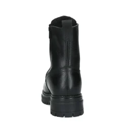 Zwarte Leren Veterlaarsjes Met Faux Fur^Sacha Outlet