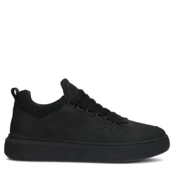 Zwarte Nubuck Sneakers Met Zwarte Zool^Sacha Shop