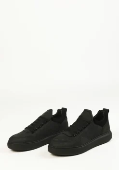 Zwarte Nubuck Sneakers Met Zwarte Zool^Sacha Shop
