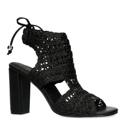 Zwarte Opengewerkte Sandalen Met Hak^Sacha Online