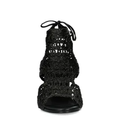 Zwarte Opengewerkte Sandalen Met Hak^Sacha Online