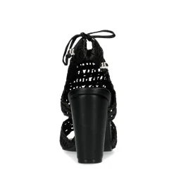 Zwarte Opengewerkte Sandalen Met Hak^Sacha Online