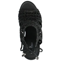 Zwarte Opengewerkte Sandalen Met Hak^Sacha Online