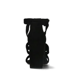 Zwarte Opengewerkte Sandalen Met Hak^Sacha Fashion