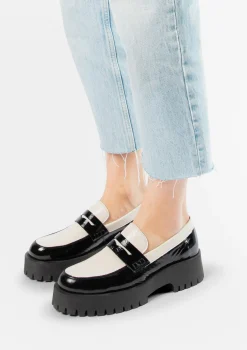 Zwarte Plateau Loafers Met Witte Details^Sacha Flash Sale