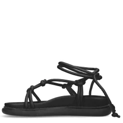 Zwarte Platte Sandalen Met Strikveters^Sacha Best Sale