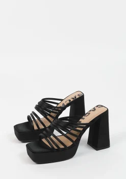 Zwarte Satin Sandalen Met Plateau Hak^Sacha Clearance