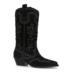 Zwarte Suede Cowboylaarzen Met Sierstiksels^Sacha Flash Sale