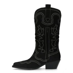 Zwarte Suede Cowboylaarzen Met Sierstiksels^Sacha Flash Sale