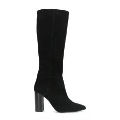 Zwarte Suede Hoge Laarzen Met Hak^Sacha Best