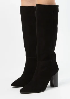 Zwarte Suede Hoge Laarzen Met Hak^Sacha Best