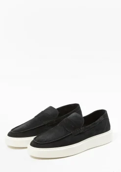 Zwarte Suede Penny Loafers Met Witte Zool^Sacha Outlet