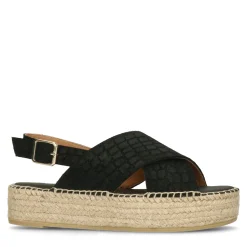 Zwarte Suede Plateau Sandalen^Sacha Best Sale