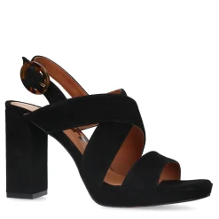 Zwarte Suede Sandalen Met Blokhak^Sacha Best