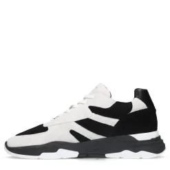 Zwarte Suede Sneakers Met Witte Details^Sacha Hot
