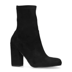 Zwarte Suedine Enkellaarsjes Met Hak^Sacha Store