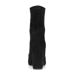 Zwarte Suedine Enkellaarsjes Met Hak^Sacha Store