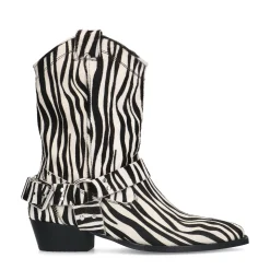 Zwarte Zebraprint Cowboylaarzen^Sacha New
